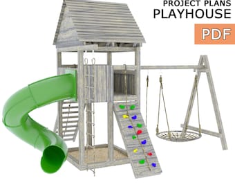 Playhouse build plan for kids, Playset DIY, Treehouse - Digital Download Only