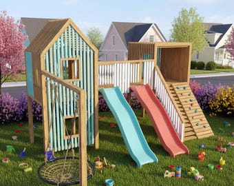 Kinder Spielhaus Bauplan, DIY Spielset, Baumhaus - Nur digitaler Download