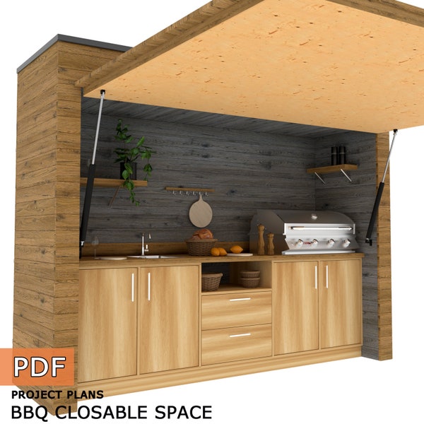 BBQ closable space, DIY Grill Shed Station - Digital Download Only