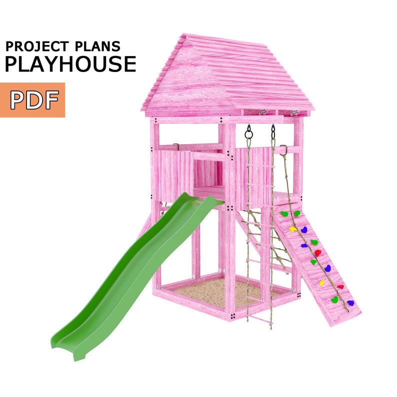 Playset Build Plan for Kids Playhouse Wooden Gardenhouse Etsy