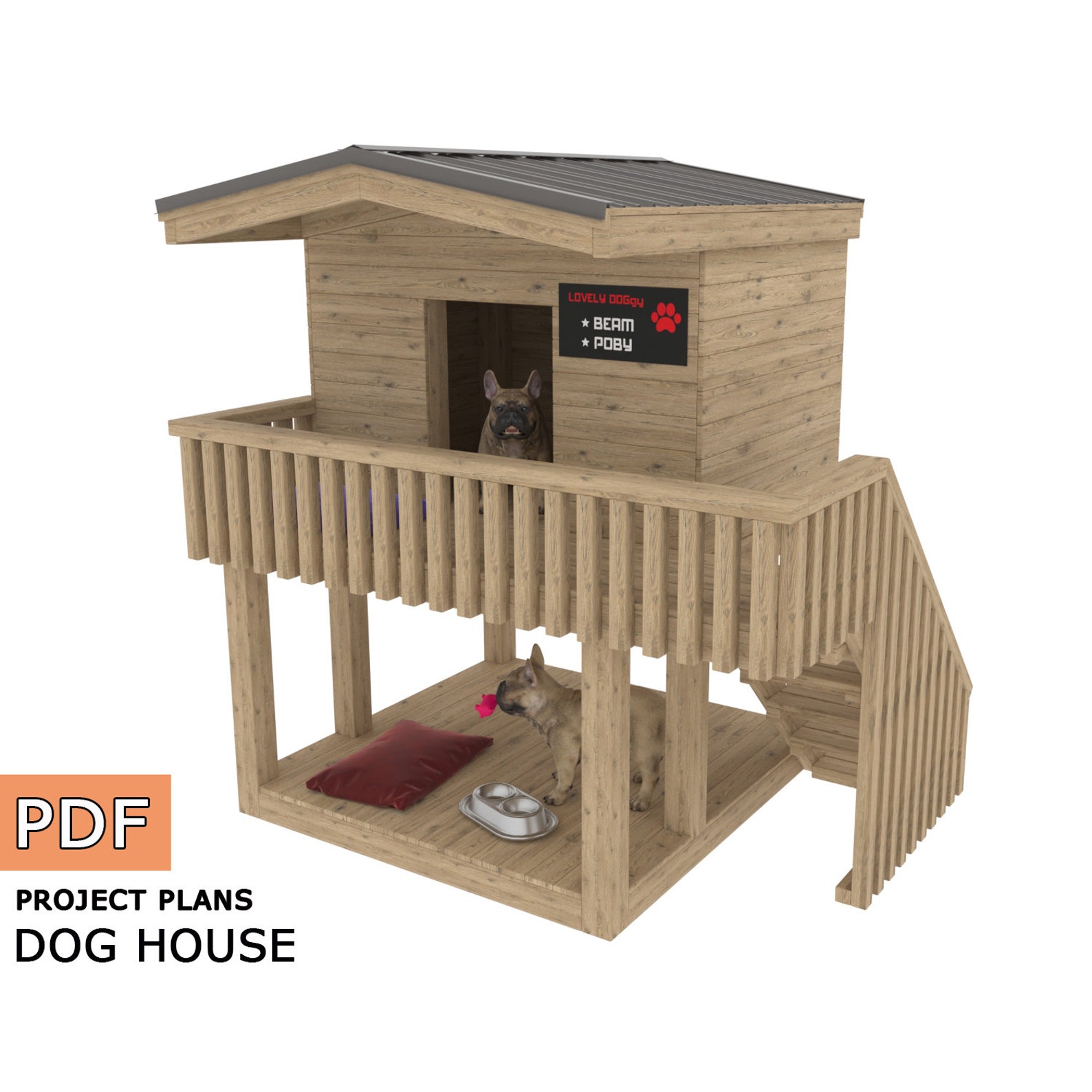 Wooden Doghouse Stepbystep Guide DIY Doghouse Plans Etsy