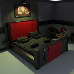 BDSM Spielbett mit versteckter BDSM Hardware - Digital Download