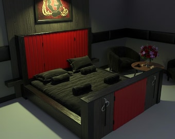 BDSM Spielbett mit versteckter BDSM Hardware - Digital Download