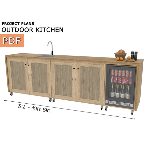 DIY Outdoor grill kitchen - 10ft, Grill cabinet, Grill table, Grill master center, Outdoor kitchen - Digital Download Only