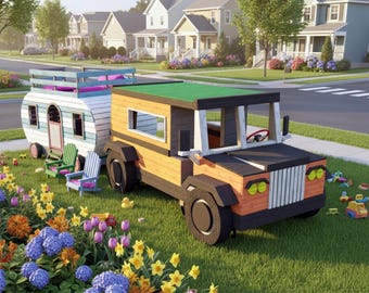 Kids Auto + Camper Spielset DIY Pläne - Digitaler Download PDF