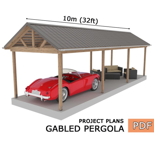 Wood gazebo plan, Gable pergola, Complete pavilion, Gable timber frame pavilion - Digital Download Only