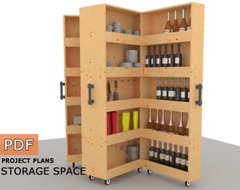 Garage cabinet storage, racking storage, diy garage shelf, wall shelving units - Digital Download Only