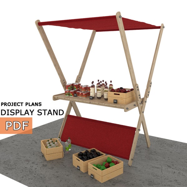 DIY Construction plan for display stand, portable stand, crafting stand, wood shelves plan, vendor display stand - Digital Download Only