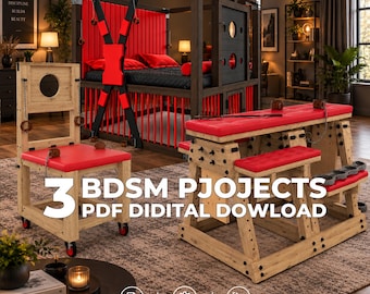BDSM Bed, Bondage Chair & Spanking Bench Plans Bundle, 3 DIY Adult Furniture Projects, PDF Digital Download