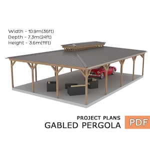 DIY Gable Pergola Plan: Wood Pavilion, Backyard Oasis (Digital Download)