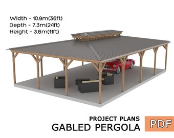 DIY Gable Pergola Plan: Wood Pavilion, Backyard Oasis (Digital Download)