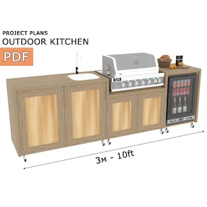 DIY Outdoor grill kitchen - 10ft, Grill cabinet, Grill table, Grill master center, Outdoor kitchen - Digital Download Only