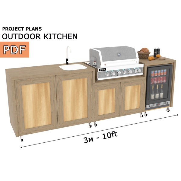 DIY Outdoor grill kitchen - 10ft, Grill cabinet, Grill table, Grill master center, Outdoor kitchen - Digital Download Only