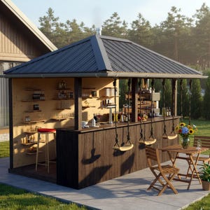 Plan de bar extérieur DIY : pavillon de fête dans l'arrière-cour (téléchargement numérique)
