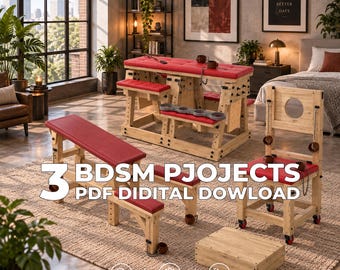 Adjustable BDSM Furniture, Spanking Bench & Bondage Chair Plans Bundle, 3 DIY Adult Furniture Projects, PDF Digital Download