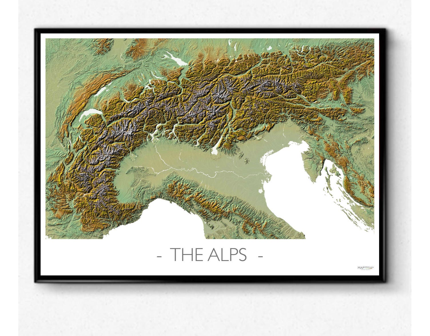 Karte der Alpen Topographie & Geländekarte Plakat Etsy