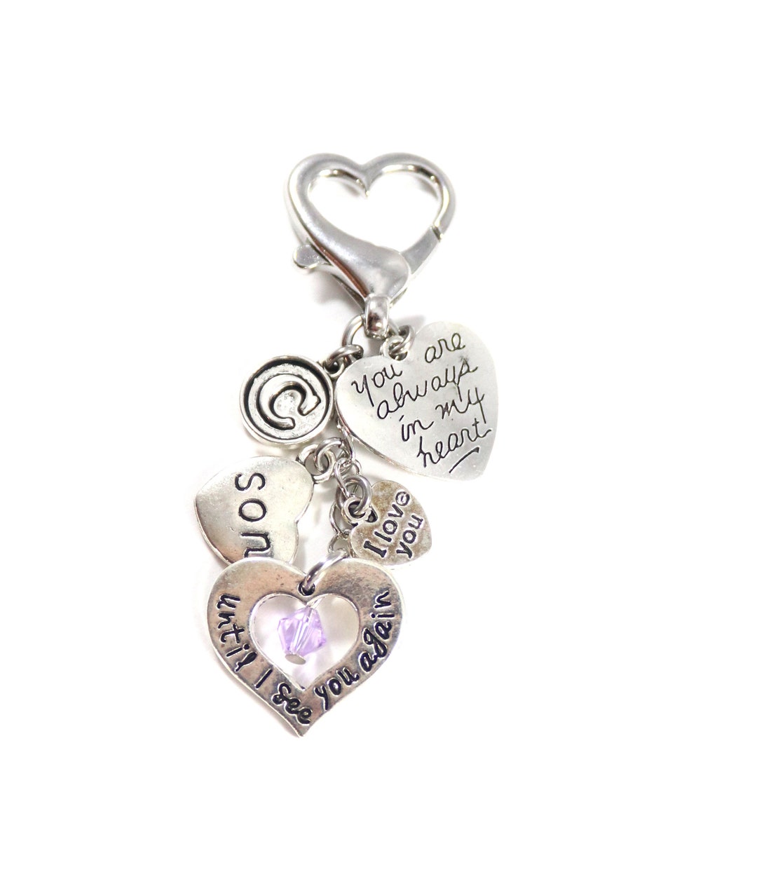 Charm Memory Key Ring Remembrance Key Chain / Purse Charm - Hearts - 'I Love You ...