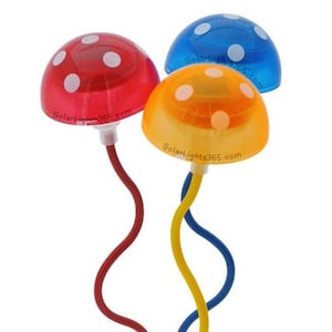 A Pack of Three Solar Toadstool Quality Lights, Solar Powered Decorating your Fairy Garden and Lighting up in the Evening