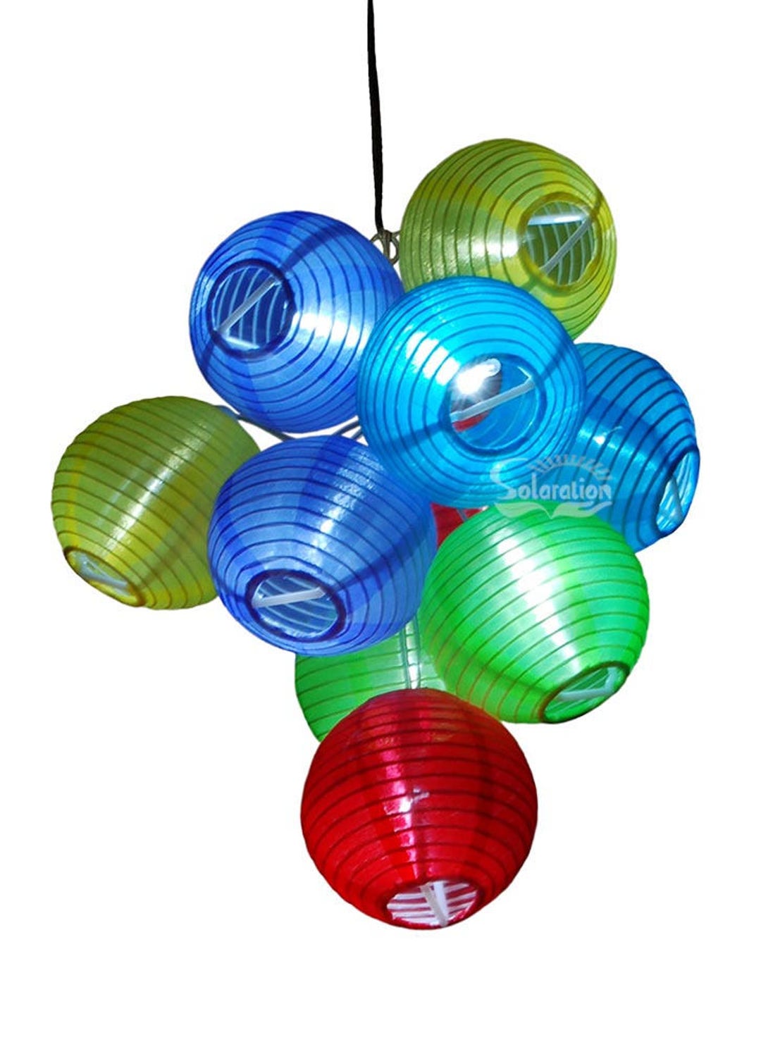Party Lanterns of 10 Pcs in 1 String, Powered by Solar Panel, No