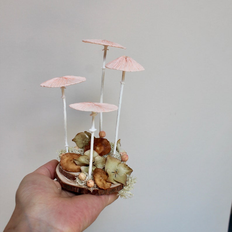 Little Mushrooms handmade paper sculptures and dried flora image 7