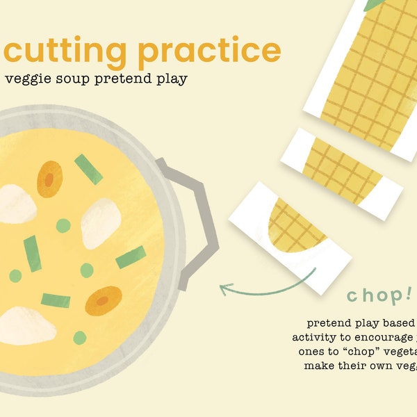 Scissor Skills Cutting Practice Activity | Printable Scissor Practice Worksheet | Chef Cooking Pretend Play