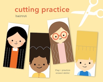 Práctica de corte de pelo con tijeras: Actividad de corte para niños (PDF)