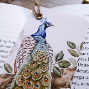 Bookmark Peacock vintage, handmade, small sized, bird stationery, plastic free image 5