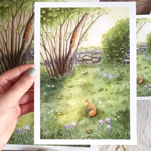 Aquarel natuurillustratie - Inlijsten - Kunstdruk, decoratie voor aan de muur in cottagestijl