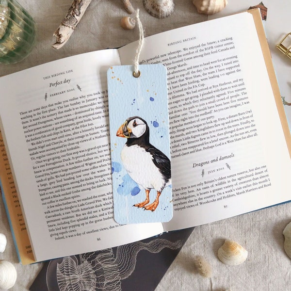 Pocket size bookmark - Atlantic Puffin - Seabird, seaside, summer, plastic free