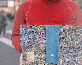 Macbook Air 15 laptop case, Personalized Felt and Leather sleeve, Surplus & Recycled Industrial textiles, urban style