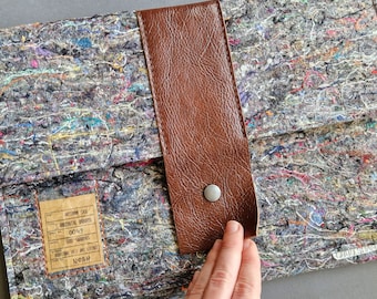 Recycled Felt Macbook Air 13 laptop case, thick felt and surplus Leather sleeve with Your Name, Personalized eco urban style