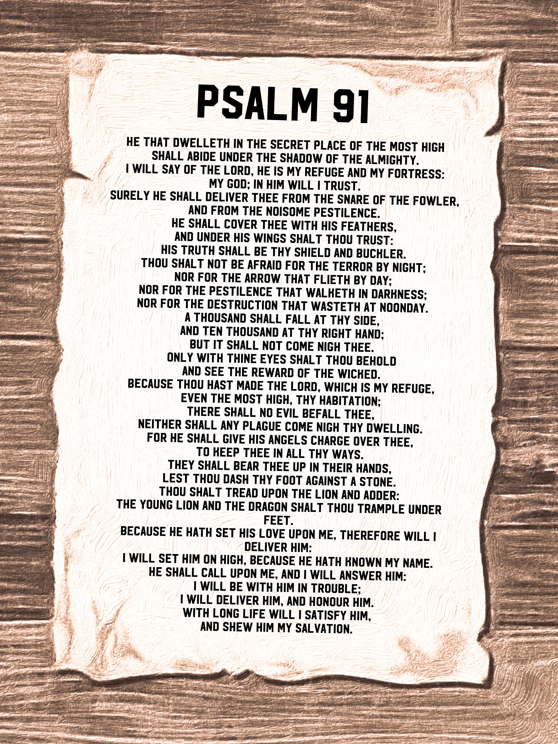 Psalm 91 Poster Printable Download Bible Wall Decal Bible Wall Art 