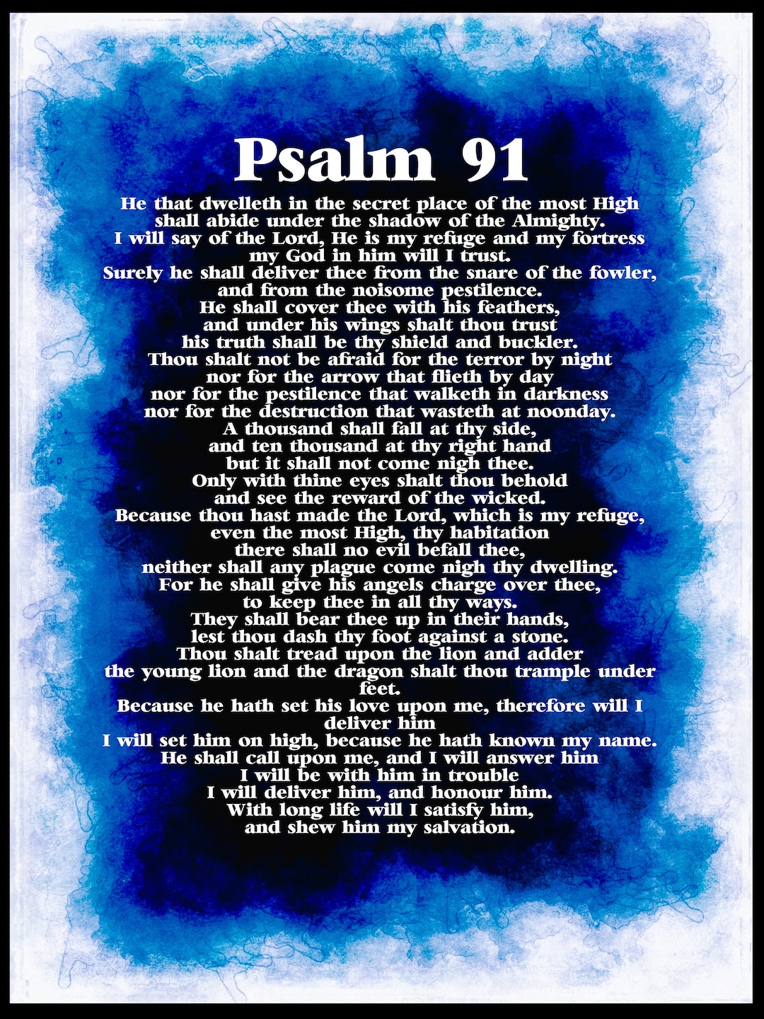 Psalm 91 Poster. DIGITAL DOWNLOAD. PRINTABLE A2 Psalm 91 Poster. Bible