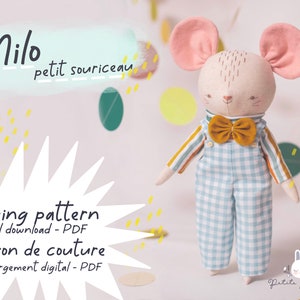 Sewing Pattern Mouse Doll, Pattern plushie, Sewing pattern heirloom doll, DIY tutorial Mouse Plush