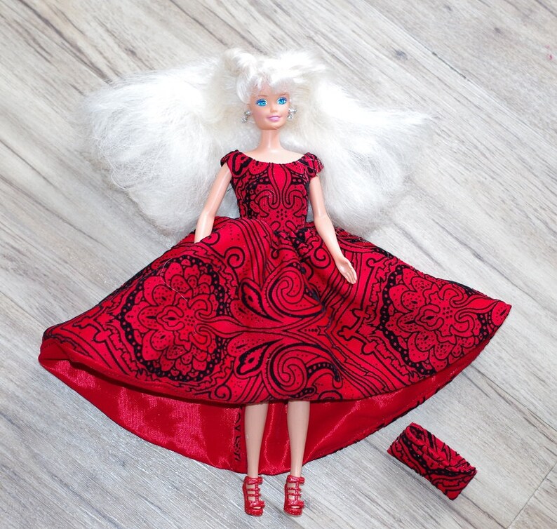 Light Blue Patchwork Doll Dress For 11.5/" Doll Clothes Long Tail Evening Gown