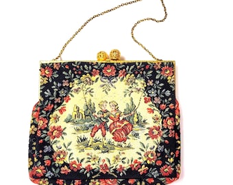 Vintage Tapestry Gants Saint-Roch type Satin Lined bag / clutch
