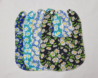 Sweet as a Daisy! Set of  4 Cotton Daisy Print Infant Bibs