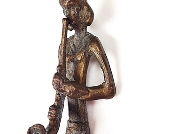 Vintage Bronze Male Saxophonist Figurine