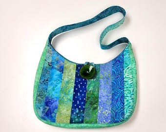Handmade Tropical Batik Shoulder Bag – Teal & Jungle Green - TWO BAGS!!!