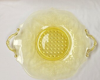 Vintage Depression Era Topaz Cake Plate / Tray