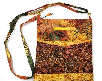 Artisan Boho Cross-Body Batik Bag– Earthy Tones & Tech-Ready