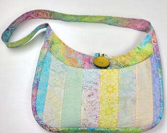 Rainbow Pastel Batik Shoulder Bag – Boho Chic & Hand-Dyed