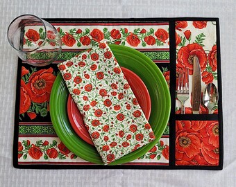 Iceland Poppies Two-Sided Placemats w/ Napkins - Set of 4