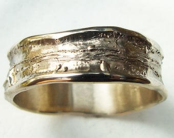 Nature Wedding Ring Rustic 14k Gold Band