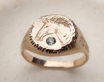 Horse Ring Gold Equestrian Jewelry in 14k or 18k