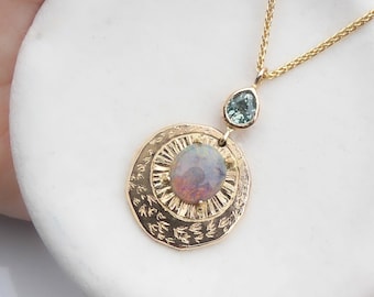 Opal Halskette Gold, Natürliche australische Opal Halskette, Braut Halskette