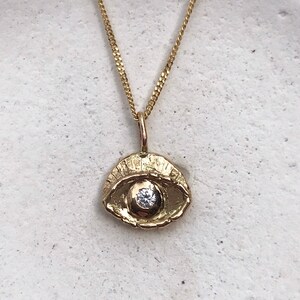 Evil Eye Necklace, 14k Solid Gold Protection Necklace image 2