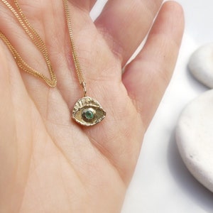 Evil Eye Necklace, 14k Solid Gold Protection Necklace image 4