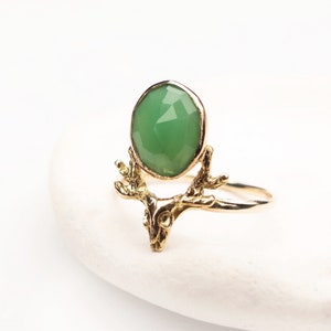 Gold Skull Ring, Deer Antler Ring inspired by Nature image 1