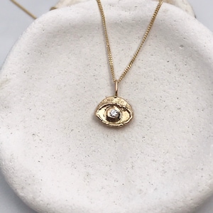 Evil Eye Necklace, 14k Solid Gold Protection Necklace image 3